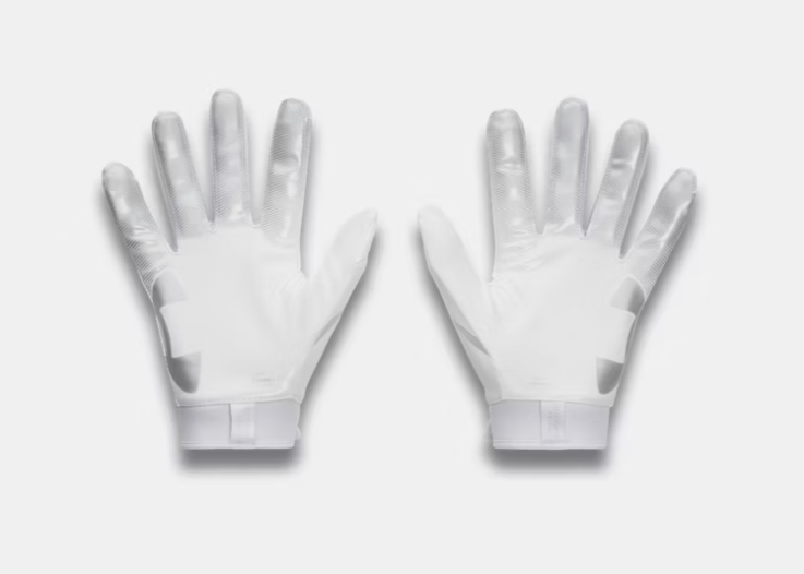 Under Armour UA Blur Football Gloves - White/Metallic Silver