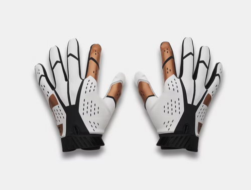 Under Armour UA Blur Football Gloves - White/Metallic Copper