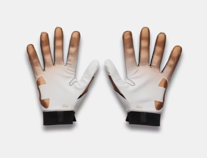 Under Armour UA Blur Football Gloves - White/Metallic Copper