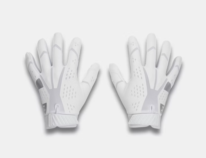 Under Armour UA Blur Football Gloves - White/Metallic Silver