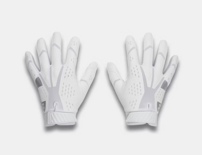 Under Armour UA Blur Football Gloves - White/Metallic Silver