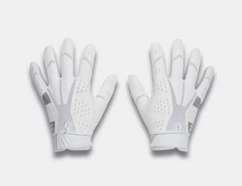 Under Armour UA Blur Football Gloves - White/Metallic Silver