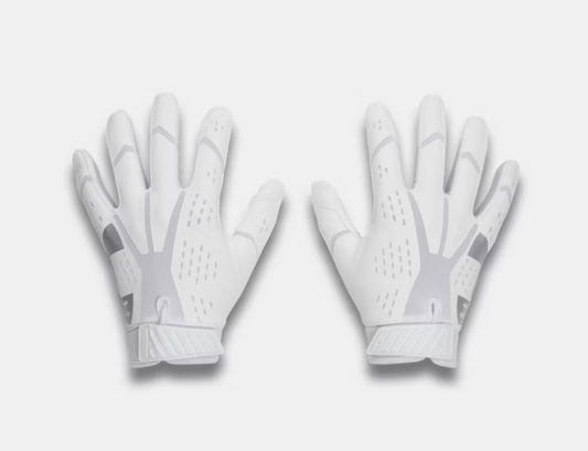 Under Armour UA Blur Football Gloves - White/Metallic Silver